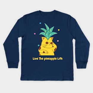 Pineapple Cat Kids Long Sleeve T-Shirt